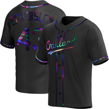 Men's Oakland Athletics Dennis Eckersley Black Holographic Alternate Jersey - Replica