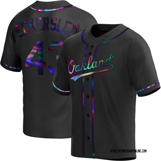 Men's Oakland Athletics Dennis Eckersley Black Holographic Alternate Jersey - Replica