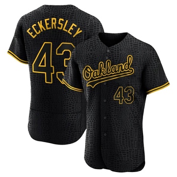 Men's Oakland Athletics Dennis Eckersley Black Snake Skin City Jersey - Authentic