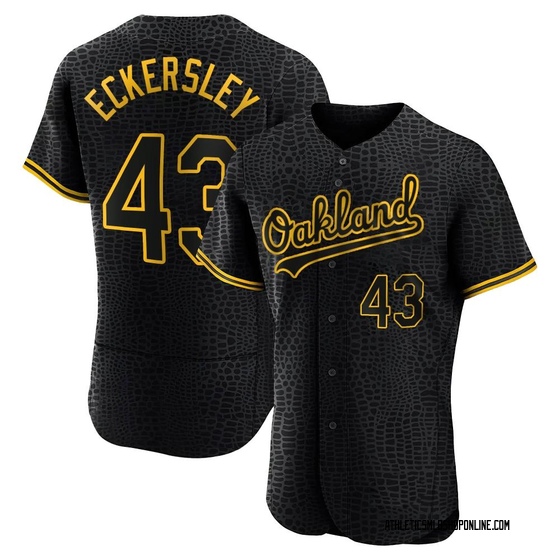 Men's Oakland Athletics Dennis Eckersley Black Snake Skin City Jersey - Authentic