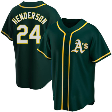 Men's Oakland Athletics Rickey Henderson Green Alternate Jersey - Replica