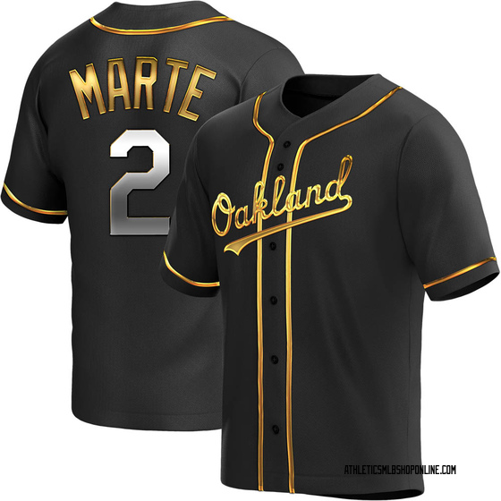 Men's Oakland Athletics Starling Marte Black Golden Alternate Jersey 