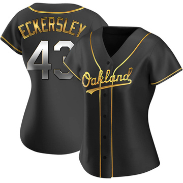 Women's Oakland Athletics Dennis Eckersley Black Golden Alternate Jersey - Replica
