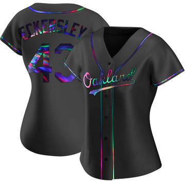 Women's Oakland Athletics Dennis Eckersley Black Holographic Alternate Jersey - Replica