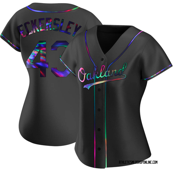 Women's Oakland Athletics Dennis Eckersley Black Holographic Alternate Jersey - Replica
